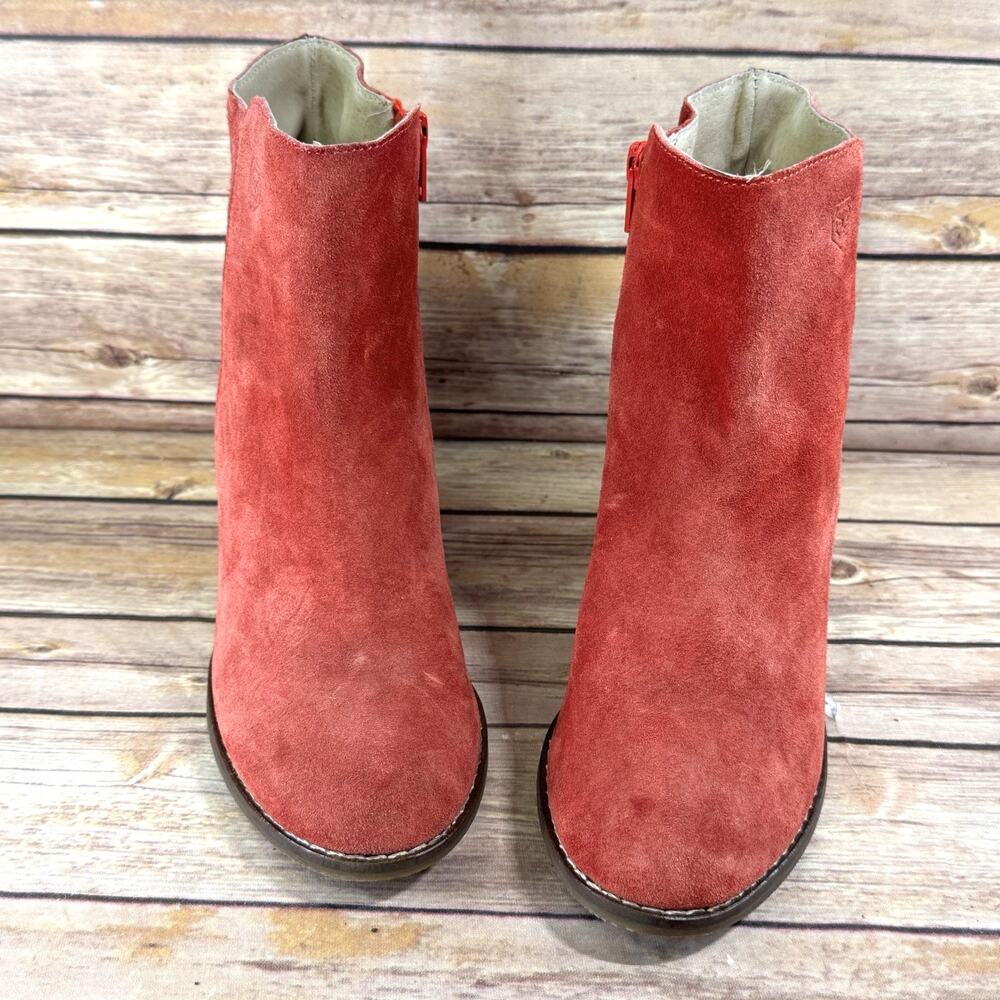 RWC Womens Red Suede Block Heel Western Ankle Boots 37/7 - Picture 5 of 10